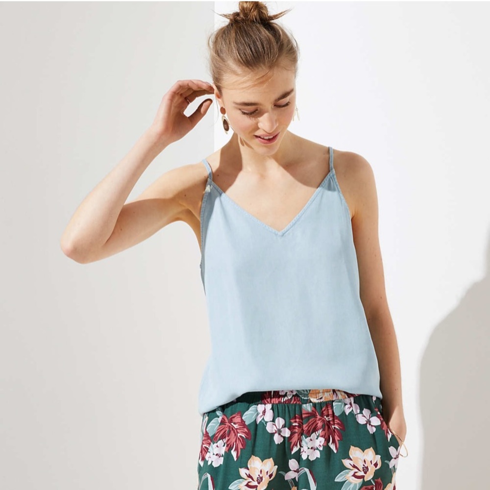 Chambray Bar Back Strappy Cami